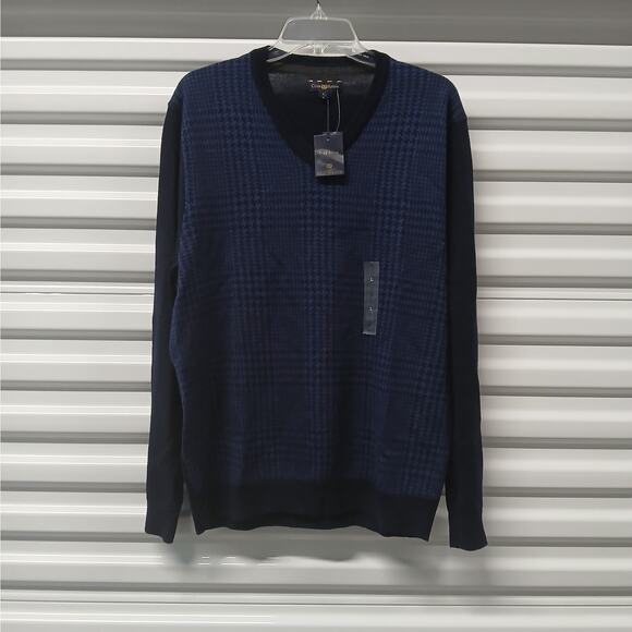 Club Room Other - Club Room Men's Sweater Size Large Blue Merino Wool Stretch Academia Grandpacore